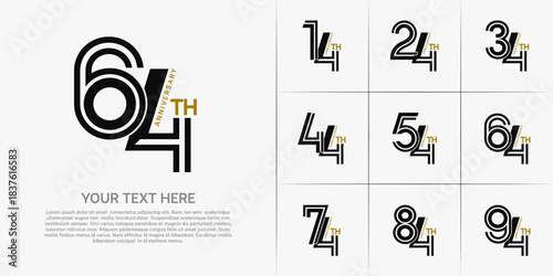 Anniversary logo type set with double line number. black and green color can be use special moment