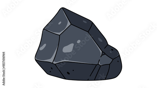 Dark Gray Jagged Rock With Reflective Surfaces Against A Black Background