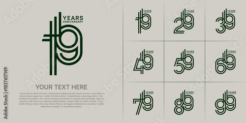 Anniversary logo type set with double line number. green color can be use special moment