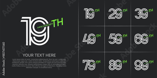Anniversary logo type set with double line number. white and green color can be use special moment