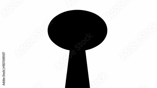 Black Keyhole Silhouette on White Background.