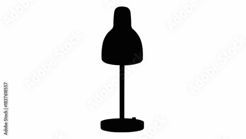 Silhouette of a Modern Table Lamp with a Rounded Shade.