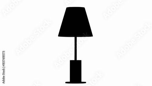 Simple black silhouette of a classic table lamp icon.