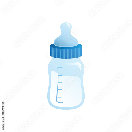Blue Baby Feeding Bottle Flat Vector Illustration