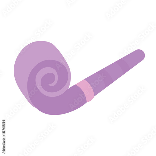 Cute purple swirl party horn icon, ideal for stylish, modern parties, or illustrating chic, playful, and elegant celebration visuals.