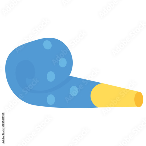 Cute blue party horn icon, suitable for boys’ parties, cool themes, or illustrating bold, energetic, and vibrant celebration designs.