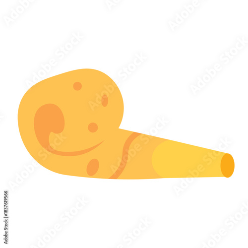 Cute yellow party horn icon, great for sunny, joyful parties, or illustrating bright, cheerful, and playful celebration visuals.