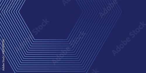 Abstract line blue background with dynamic effect. Motion vector illustration with white line decoration. Trendy dark navy blue gradient.