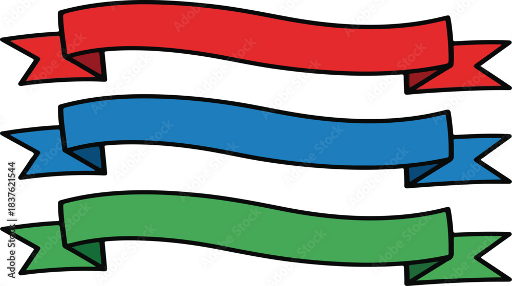 Obraz premium Red blue green ribbon banner collection isolated on transparant