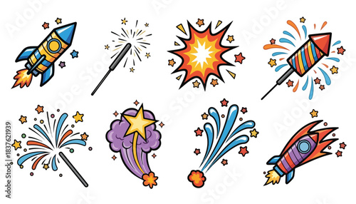 Cute Firework Rocket Set for New Year Celebration