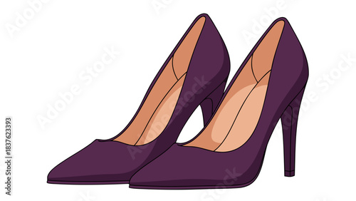 Elegant Plum Purple Pointed Toe Stiletto Heel Pumps Isolated on Black Background Sophisticated Fashion Footwear for Women