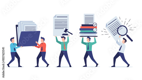 Teamwork in business and legal document management.