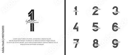 anniversary vector logo set, black color with handwriting can be use for celebration