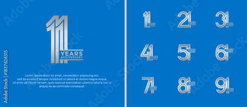 anniversary vector logo set, silver color can be use for celebration