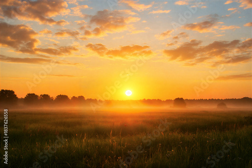 sunset over the field
