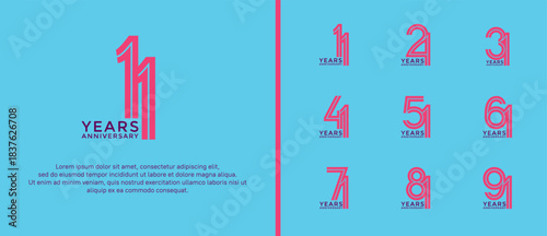 anniversary vector logo set, pink color can be use for celebration