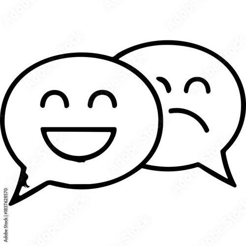 Sad Speech Bubble Icon on Black Background Represents Unhappiness in Communication or Dialogue With a Subtle Curve for a Downward Expression