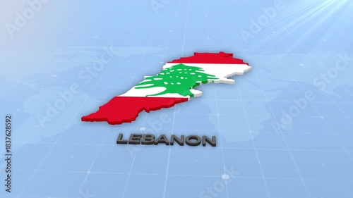 Lebanon Map Geographic Map and Flag Animated Motion Graphic Background | Lebanon Map Animation
