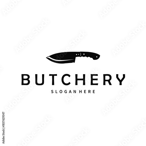 butchery logo meat cutting simple black silhouette meat illustration for template illustration design