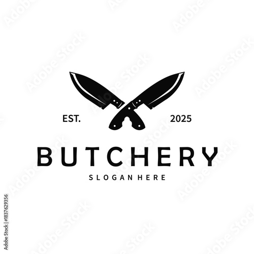 butchery logo meat cutting simple black silhouette meat illustration for template illustration design
