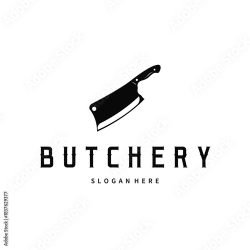 butchery logo meat cutting simple black silhouette meat illustration for template illustration design