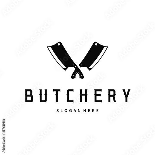 butchery logo meat cutting simple black silhouette meat illustration for template illustration design