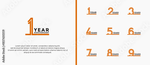 anniversary vector logo set, orange and black color can be use for celebration