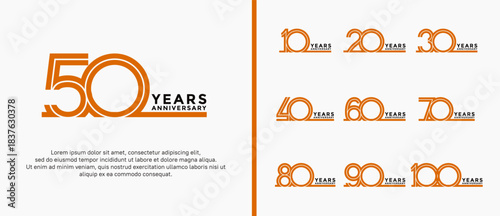 anniversary vector logo set, orange and black color can be use for celebration