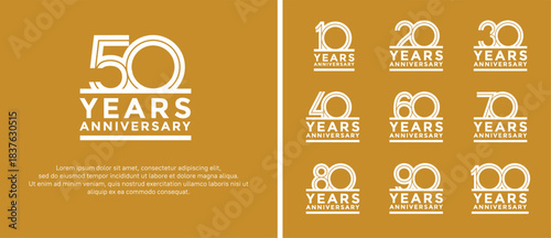 anniversary vector logo set, white color can be use for celebration