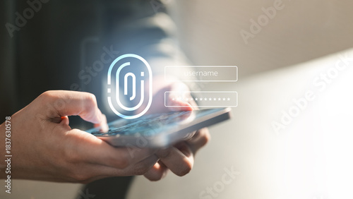 User holding a smartphone while using a passkey and WebAuthn passwordless login interface, representing secure authentication, digital identity protection, and modern cybersecurity technology.