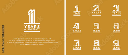 anniversary vector logo set, white color can be use for celebration