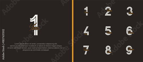 anniversary vector logo set, orange and white color with handwriting can be use for celebration