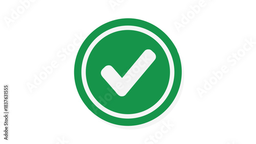 Green Circle With White Check Mark Icon Symbol Graphic Element Clean Design Simple Abstract Minimalist Graphic Illustration Isolated on Black Background