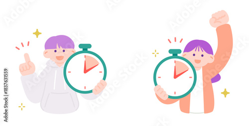 時間管理がうまくいき喜ぶ若者