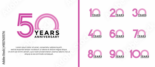 anniversary vector logo set, purple and black color can be use for celebration