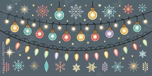 vector Christmas Magical Glowing Fairy Lights Christmas Vector: Festive Sparkle, Bokeh, and Warm Ambiance for Holiday Designs