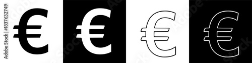 Diverse Euro Currency Symbols A Graphic Representation of Financial Concepts and Economic Value in a Clean, Vector Style for Global Business and Monetary Transactions