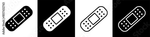 Essential first aid plaster vector icons, designed for quick treatment and wound care, symbolizing health, healing, and emergency medical assistance