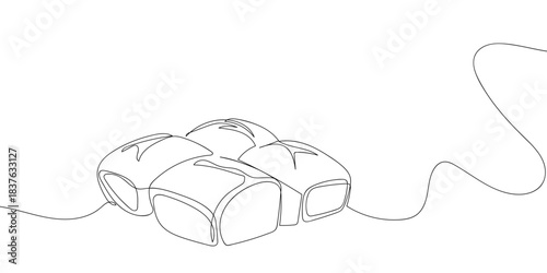 Four loaves of bread in one continuous line simple linear style. Doodle vector illustration Editable stroke.