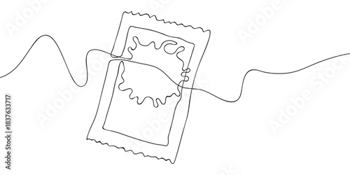 Tomato sauce in a single continuous line simple linear style. Doodle vector illustration Editable stroke.