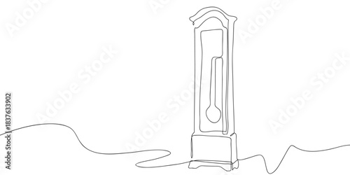 Pendulum clock in one continuous line simple linear style. Doodle vector illustration Editable stroke.