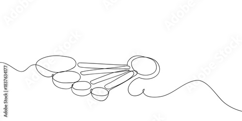 Measuring spoons in one continuous line simple linear style. Doodle vector illustration Editable stroke.
