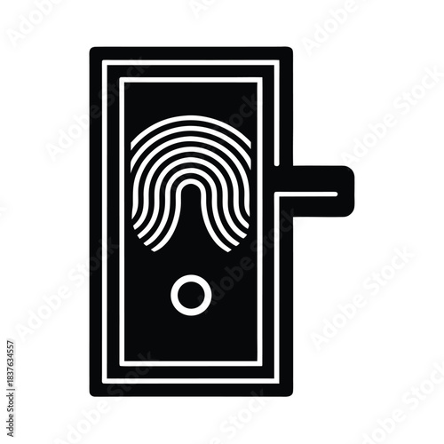 Smart biometric door lock with fingerprint recognition access silhouette