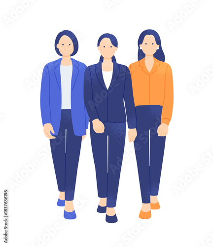 未来を切り拓く女性 力強く一歩を踏み出すキャリアウーマン かっこいい女性のベクターイラスト素材