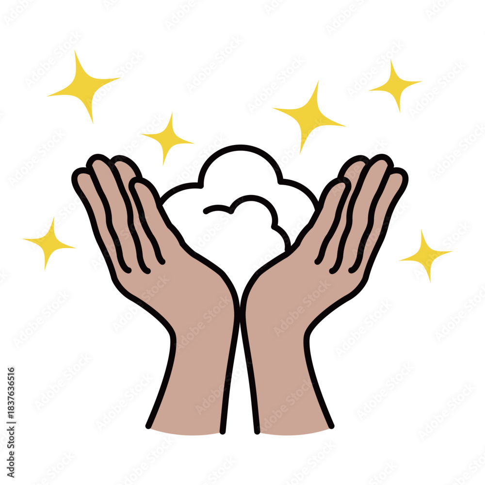 Obraz premium Light skin hands holding facial foam for skincare routine