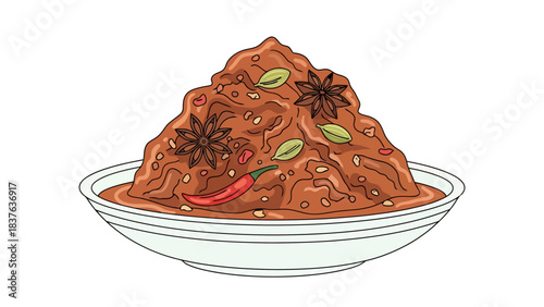 Delicious Spicy Stir Fried Noodles with Fresh Vegetables and Aromatic Spices rendang indonesian food