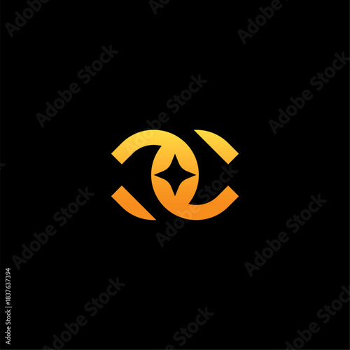 Modern Letter CC and star or CC clean logo concept vector icon