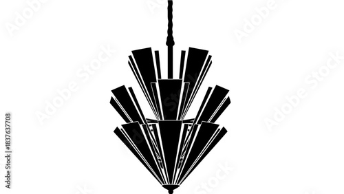 Stylized black art deco chandelier silhouette