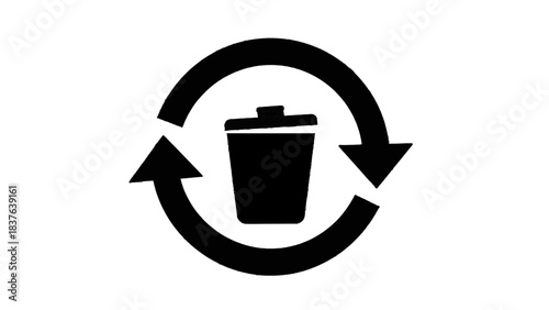 Vector illustration of a recycle bin with circular arrows, on transparent background