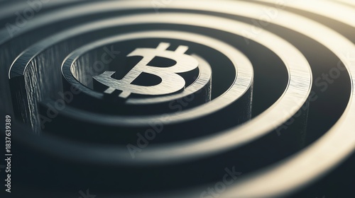 cynicism. A distorted spiral pattern featuring a currency symbol at its center in monochromatic graphic design style. pitch deck slides.